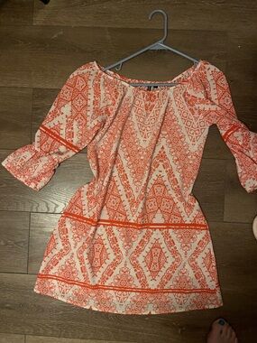 HeartSoul Orange and White Printed Tunic